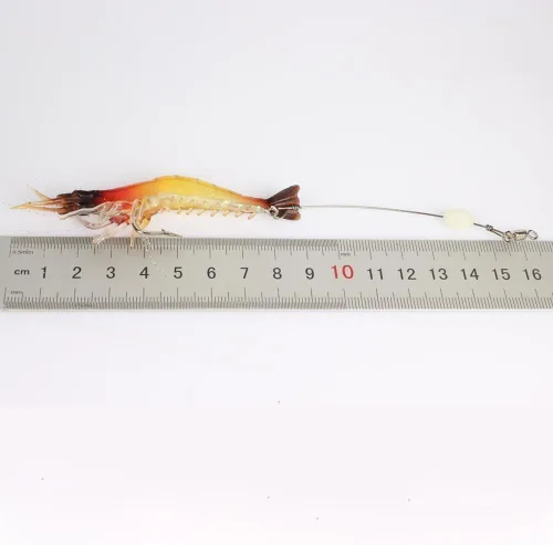 Vista 5 de Goture Soft Shrimp Lures Fishing Saltwater Luminous Shrimp Bait Set Fishing Lures with Sharp Hooks for Freshwater Saltwater Trout Bass Salmon