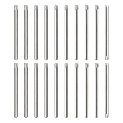 Vista 40 de uxcell Pasadores de acero inoxidable 304 de 0.05 x 0.236 pulgadas, 20 pines de cabeza moleteada con extremo biselado plano, clavijas de madera