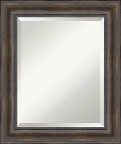 Vista 54 de Amanti Art Espejo de pared marrón de 26 x 22 pulgadas, espejo rectangular de baño de Alejandría marrón rústico para decoración de pared, sala