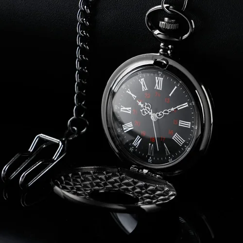 Vista 4 de Hollow Roman Digital Scale Men's Quartz Pocket Watches, Quartz Pocket Strap with Chain for Men