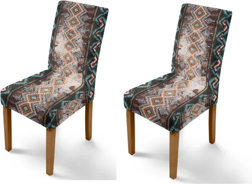 Vista 22 de Rnyleeg Juego de 1 fundas para sillas étnicas para sala de estar, sin brazos, estampado tribal azteca, elásticas, fundas protectoras para sillas