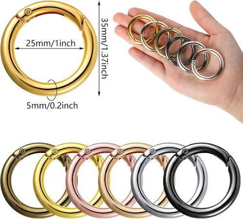 Vista 4 de Ferraycle 18 piezas de clips redondos Spring O Rings 1.38'' Llavero
