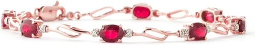 Vista 6 de Galaxy Gold GG Pulsera de tenis de oro rosa macizo de 14 quilates, diamante rubí de 4.21 quilates, Gema, Rubí