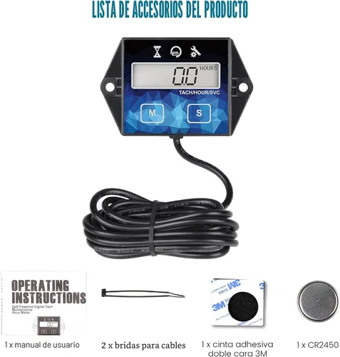 Vista 6 de Runleader Medidor de horas de motor pequeño, tacómetro digital, recordatorio de mantenimiento, batería reemplazable, apagado del usuario, uso