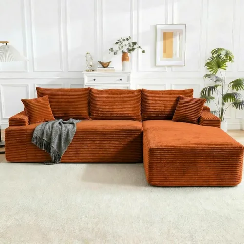 Vista 46 de Sofá modular Cloud de 108 pulgadas, moderno sofá deshuesado con otomana móvil, sofá modular de asiento profundo, sofás esquineros de pana para sala