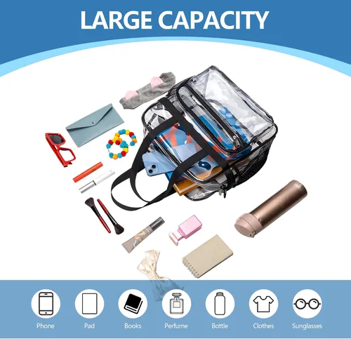 Vista 6 de Paxiland Clear Bag for Stadium Events 12x6x12 Clear Tote Bag Transparent Bag for Sports Concert Travel Work