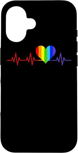 Vista 32 de Gay EKG Pulse Heartbeat Pride Flag y Queer LGBTQ Rainbow Case para iPhone 17