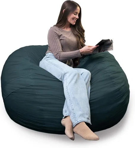 Vista 11 de Big Joe Fuf Silla Puf de Espuma de 5 Pies de Tamaño Extra Grande con Funda Extraíble para Niños, Adolescentes, Adultos, Onyx Lenox, Poliéster Tejido