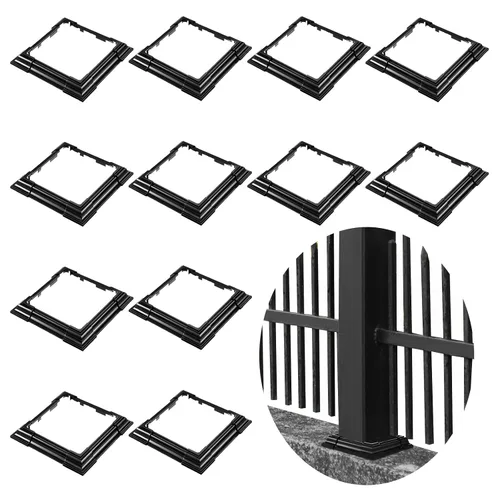 Vista 7 de Thyle 4 fundas de vinilo de 6 x 6 pulgadas, color negro, base de falda ajustable para poste, columna reutilizable para barandillas de 3 a 6.5