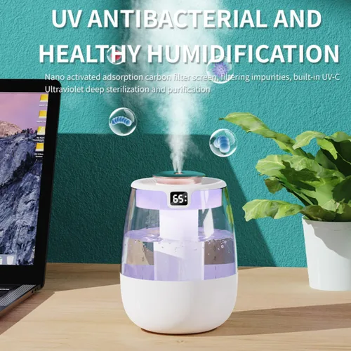 Vista 5 de Humidificador para dormitorio, humidificador de niebla fría de 1.8L con luz nocturna, humidificadores para el hogar y las plantas, habitación