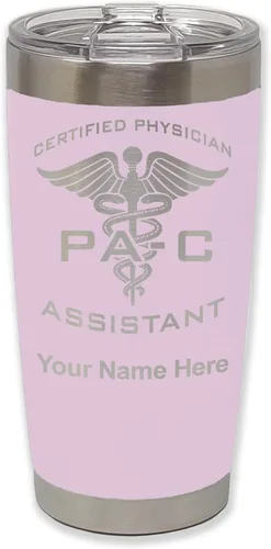 Vista 25 de LaserGram Vaso aislado al vacío de 20 onzas, asistente médico certificado PA-C, grabado personalizado incluido (negro)