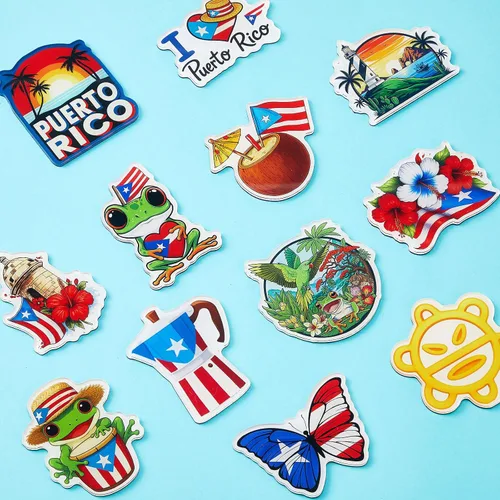 Vista 4 de Juego de 12 imanes para nevera con recuerdos de Puerto Rico