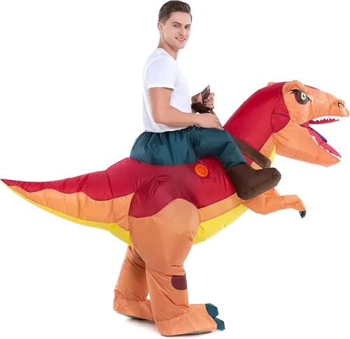 Vista 3 de HSCTEK Adult Inflatable Ride on Dinosaur Costume T-rex Velociraptor Triceratops Pteranodon