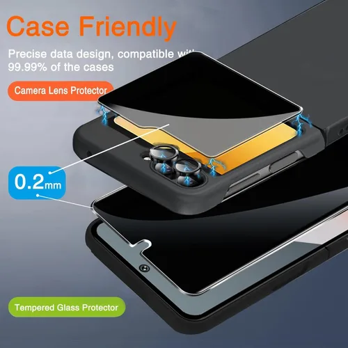 Vista 2 de Ferilinso Protector de pantalla de privacidad para Samsung Galaxy Z Flip 6 / Z Flip 7 FE [compatible con funda de teléfono], película
