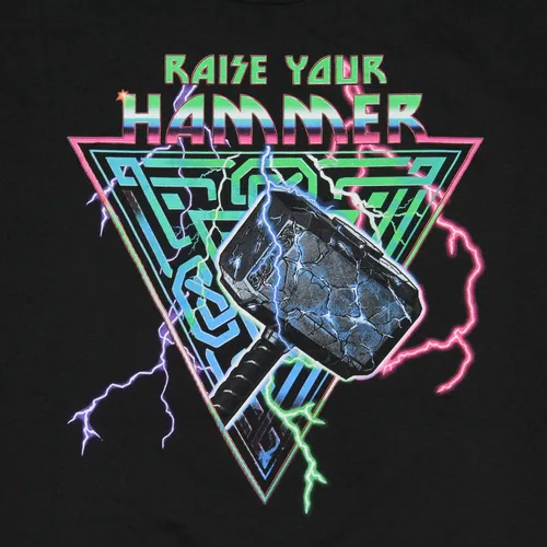Vista 2 de Marvel Thor - Camiseta Mjolnir para hombre con texto en inglés Love and Thunder Raise Your Hammer