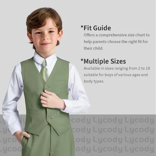 Vista 101 de Conjunto de chaleco para niños, trajes formales, trajes de boda, ropa de vestir