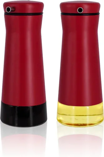 Vista 9 de Aelga Juego de 2 dispensadores de aceite y vinagre negro – Paquete de 2 botellas dispensadoras de aceite para cocina sin goteo, decoración de cocina