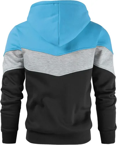 Vista 3 de Gesean Men's Novelty Color Block Pullover Fleece Hoodie Long Sleeve Casual Sweatshirt with Pocket