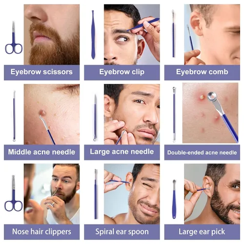 Vista 4 de Juego de manicura y pedicura para mujer, juego de cortaúñas 32 en 1, herramientas profesionales de cuidado de uñas, incluye cuidado facial, uñas