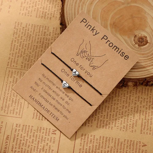 Vista 3 de Sannyra Regalos para San Valentín, pulseras de promesa de amistad, pareja a distancia, pulsera a juego con 26 letras del alfabeto, regalos