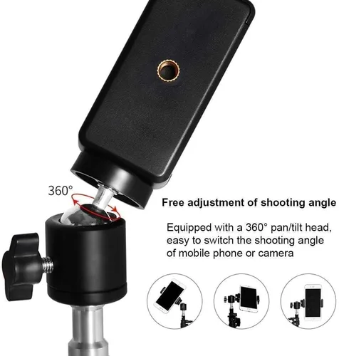 Vista 3 de Phone Tripod Stand 7 Feet Adjustable,Phone Holder Included, Foldable Legs