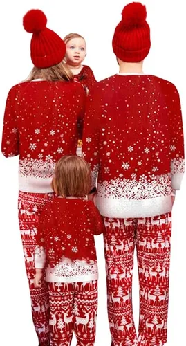 Vista 2 de Conjunto de pijamas de Navidad a juego para la familia, pijamas de Navidad para mujereshombresniñosbebés, fiestas de Navidad
