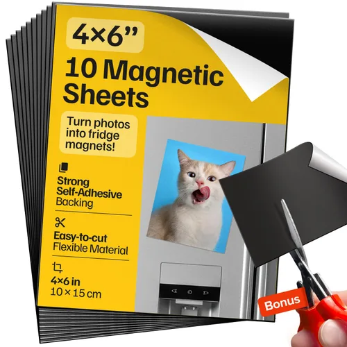 Vista 15 de Hojas magnéticas adhesivas autoadhesivas fuertes 4 piezas (22x28 cm/8.5x11") – Papel magnético personalizable para fotos, imanes adhesivos