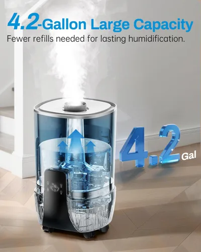 Vista 3 de Humidificador para habitación grande de 16 L/4.2 galones - Humidificador AILINKE para toda la casa para el hogar, 2000 pies cuadrados con 3