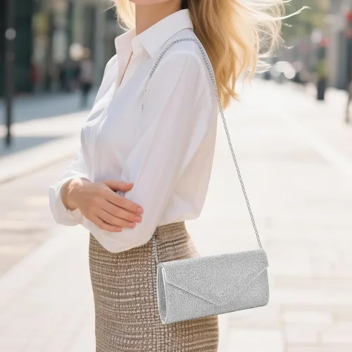 Vista 2 de PACETAP Bolsos de mano con diamantes de imitación para mujer, bolsos de noche con purpurina brillante para fiesta de los años 20, boda, compromiso