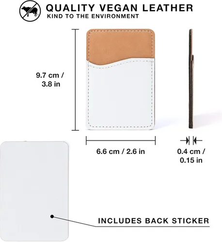 Vista 10 de Sublimation Blanks - Cartera para teléfono – Tarjetero de piel sintética para la parte posterior del teléfono, se pega en iPhone, Android, HTV