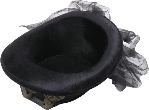 Vista 5 de Sombrero de copa de vudú para mujer con calavera y esqueleto de encaje, disfraz de Halloween, cosplay, disfraz steampunk, bruja, médico, mago vudú