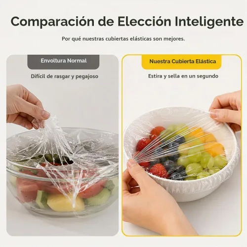 Vista 4 de 300 fundas elásticas desechables para alimentos para cuencos y platos, (1) Cubierta plástica gruesa desechable, envoltura de plástico extra grande