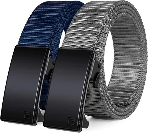 Vista 13 de WONDAY Paquete de 2 cinturones de trinquete para hombre, cinturones de nailon con hebilla de liberación rápida para golf, trabajo, uso táctico casual