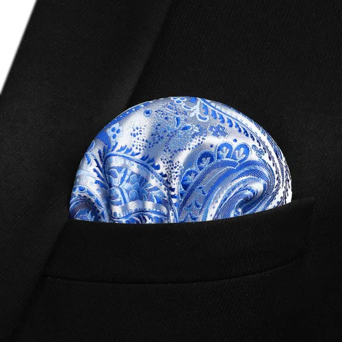 Vista 142 de HISDERN Pajaritas para hombre, corbatín de cachemira para hombre, corbata de lazo y bolsillo cuadrado, juego formal de esmoquin para boda