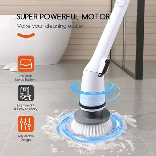 Vista 3 de REECOO Depurador eléctrico inalámbrico, rotación de alta velocidad de 380 RPM, carga rápida, larga duración, limpiador eléctrico con 3 cabezales