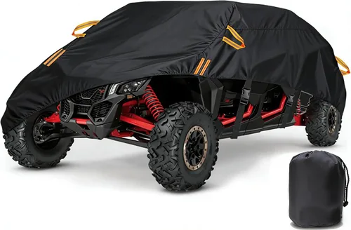 Vista 6 de Funda UTV de 2 a 3 plazas, 600D resistente al agua, protección para todo tipo de clima, cubiertas laterales compatibles con Polaris Ranger RZR