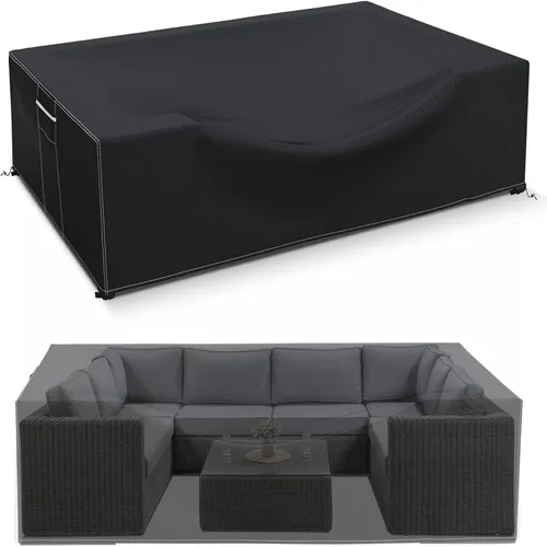 Vista 11 de Fundas para muebles de patio impermeables, resistentes 600D, fundas para muebles de exterior para sofá seccional exterior, resistente al desgarro