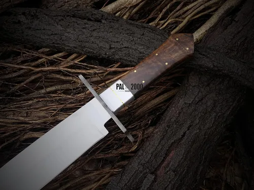 Vista 4 de PAL 2000 KNIVES Cuchillo Bowie hecho a mano de acero al carbono de 17 pulgadas - mango de madera rosa con funda 6057