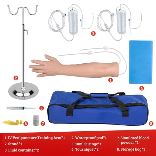 Vista 7 de Kit de práctica de flebotomía SimCoach para entrenamiento de inyección, kit de práctica IV con brazo de flebotomía, kit de práctica de venopunción