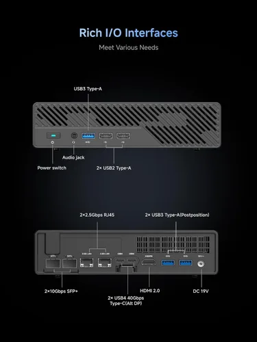 Vista 9 de MINISFORUM MS-01-S139K Mini PC Workstation Barebone Intel Core i9-13900HK