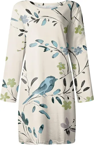 Vista 3 de Vestido de manga larga suelto casual para mujer