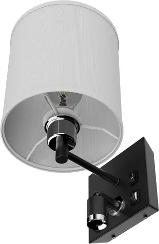 Vista 4 de LEDMyplace - Apliques de pared LED de 1 luz, lámpara de interior para sala de estar con puertos USB y tomacorriente, base E26, cuerpo de hierro