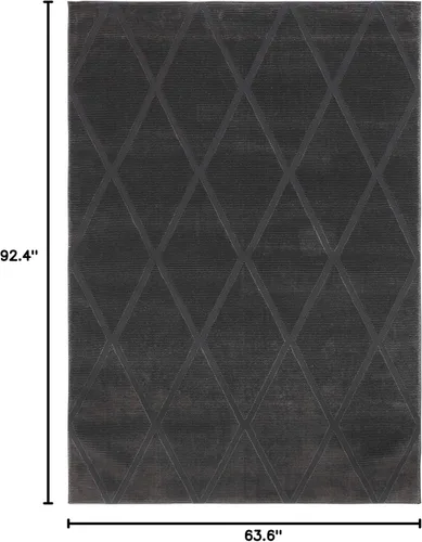 Vista 4 de SAFAVIEH - Alfombra de la colección Revive, diseño de enrejado, 1.60 m x 2.31 m, color carbón, no desprende pelusa y de fácil cuidado, ideal