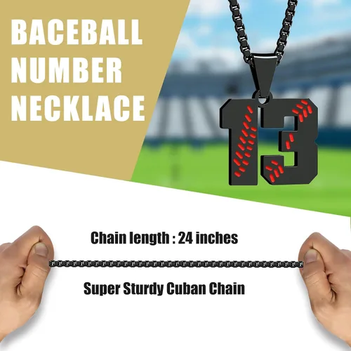 Vista 5 de Inspiration - Collares de béisbol, collar con número de camiseta de béisbol y colgante de cruz de acero inoxidable, regalo de béisbol personalizado