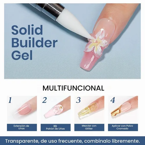 Vista 2 de MIZHSE - Gel constructor sólido para uñas, 3.53 oz, gel para esculpir 3D transparente para uñas 3.53 oz transparente