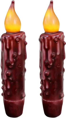 Vista 23 de CVHOMEDECO. Velas de cera real sumergidas a mano con temporizador LED con pilas, velas cónicas sin llama primitivas del país, 4-3/4 pulgadas, negro