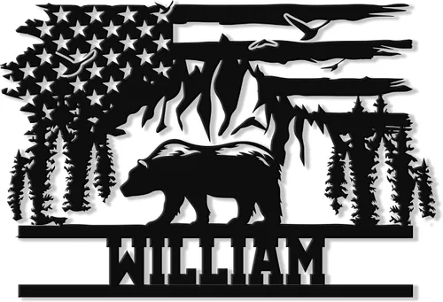 Vista 14 de Letrero de metal de oso personalizado, decoración de pared con nombre personalizado para cabaña, porche, patio, valla o habitación, regalos rústicos
