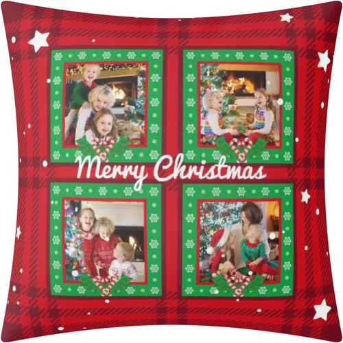 Vista 7 de POPCUSTOMS Funda de almohada personalizada con impresión de doble cara, funda de almohada con foto personalizada, decoración de Navidad, decoración
