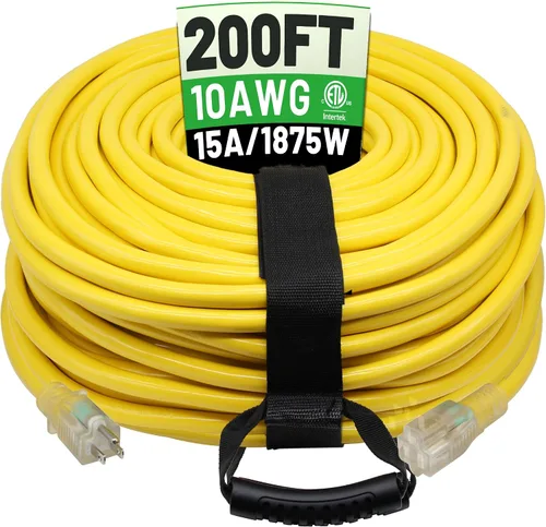 Vista 13 de POWGRN Cable de extensión para exteriores de 50 pies, 10 AWG, impermeable Negro
