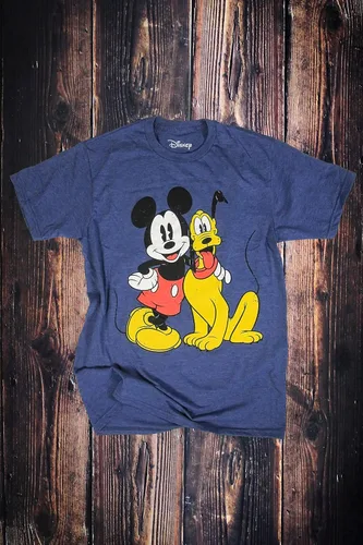 Vista 2 de Disney Mickey Mouse & Pluto - Camiseta para hombre con gráficos para adultos